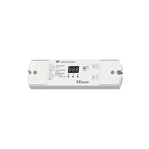 GloboStar® 73156 DP SKYDANCE AC DMX512 Push Switch 1 Κανάλι AC 100-240V 1 x 5A 1200W - Max 5A 1200W - IP20  Μ17 x Π5 x Υ2.5cm - 5 Χρόνια Εγγύηση