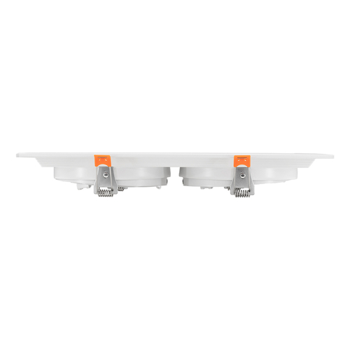 GloboStar® VITA 77854 Χωνευτό Κινούμενο Διπλό Τετράγωνο Σποτ Οροφής για Λάμπα AR111 - IP20 - Χυτό Αλουμίνιο - M33.5 x Π17.5 x Y5.5cm - Λευκό - 5 Χρόνια Εγγύηση