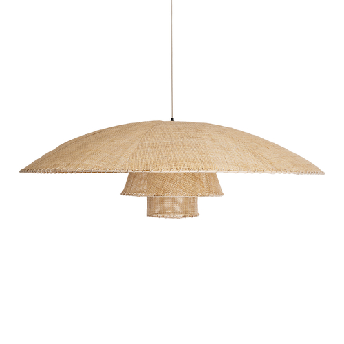 GloboStar® ZORA 02140 Boho Κρεμαστό Φωτιστικό Καμπάνα Μονόφωτο 1 x E27 IP20 Μπεζ Ύφασμα - Μ120 x Π120 x Υ40cm