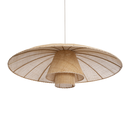 GloboStar® ZORA 02140 Boho Κρεμαστό Φωτιστικό Καμπάνα Μονόφωτο 1 x E27 IP20 Μπεζ Ύφασμα - Μ120 x Π120 x Υ40cm