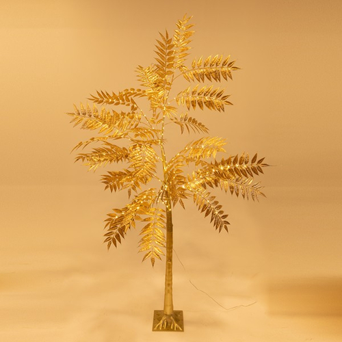 ΧΡΥΣΟ ΔΕΝΤΡΟ ΜΕ ΠΛΑΤΥ ΦΥΛΛΟ 2,1m, 4,5V ΜΕΤΑΣΧΗΜΑΤΙΣΤΗ, 180 ΘΕΡΜΑ ΛΕΥΚΑ MINI LED, ΠΡΟΕΚΤΑΣΗ ΠΑΡΟΧΗΣ 3m, IP44