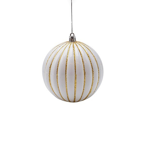 ΜΠΑΛΑ ΠΛΑΣΤΙΚΗ, ΛΕΥΚΗ ΜΕ ΧΡΥΣΕΣ ΑΝΑΓΛΥΦΕΣ ΡΙΓΕΣ, ΣΕΤ 6ΤΜΧ, 10cm