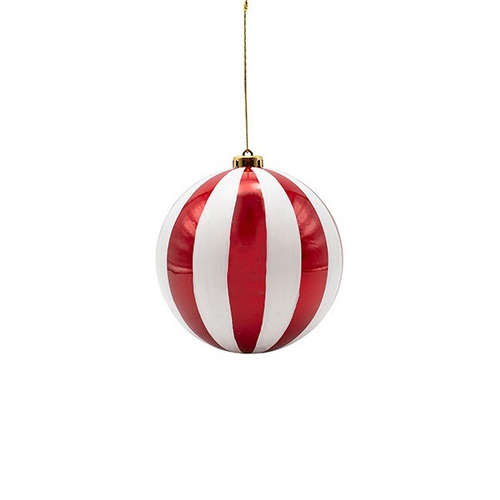 ΠΛΑΣΤΙΚΗ ΜΠΑΛΑ, ΚΟΚΚΙΝΗ ΠΕΡΛΑ ΜΕ ΛΕΥΚΕΣ ΡΙΓΕΣ, ΣΕΤ 6ΤΜΧ, 10cm