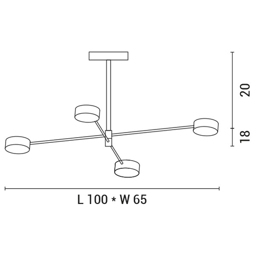 ΦΩΤΙΣΤΙΚΟ ΚΡΕΜΑΣΤΟ 4ΦΩΤΟ LED 48W 100X65X10 ΧΡΥΣΟ 3CCT ARTE ILLUMINA