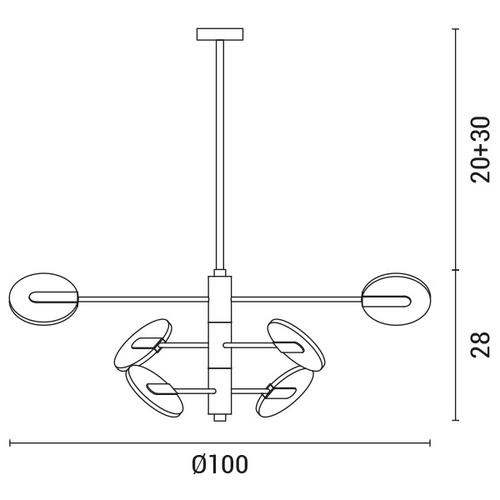 ΦΩΤΙΣΤΙΚΟ ΚΡΕΜΑΣΤΟ 6ΦΩΤΟ LED 42W 3CCT 88X65 ΜΑΥΡΟ-ΧΡΥΣΟ ARTE ILLUMINA