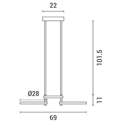 ΦΩΤΙΣΤΙΚΟ ΚΡΕΜΑΣΤΟ 3ΦΩΤΟ LED 34W 700X280X250 ΜΑΥΡΟ ARTE ILLUMINA