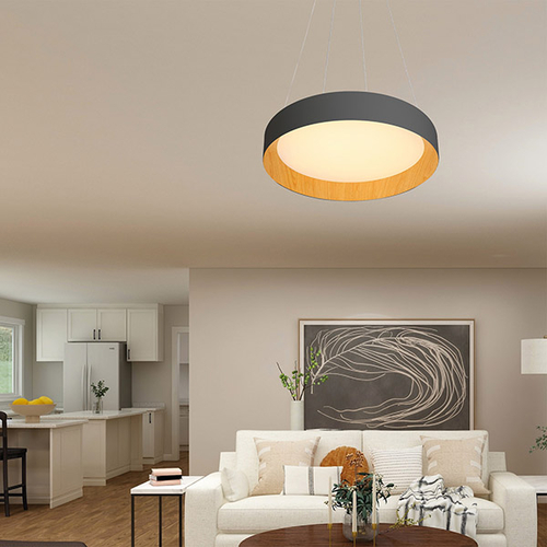 ΦΩΤΙΣΤΙΚΟ ΚΡΕΜΑΣΤΟ ΣΤΡΟΓΓΥΛΟ LED 50W 3000Κ Φ60X11 ΜΑΥΡΟ-ΞΥΛΟ ΔΡΥΣ ARTE ILLUMINA