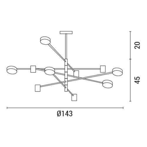 ΦΩΤΙΣΤΙΚΟ ΚΡΕΜΑΣΤΟ ΚΡΕΜΑΣΤΟ 10ΦΩΤΟ LED 60W 143X45 ΧΡΥΣΟ ARTE ILLUMINA