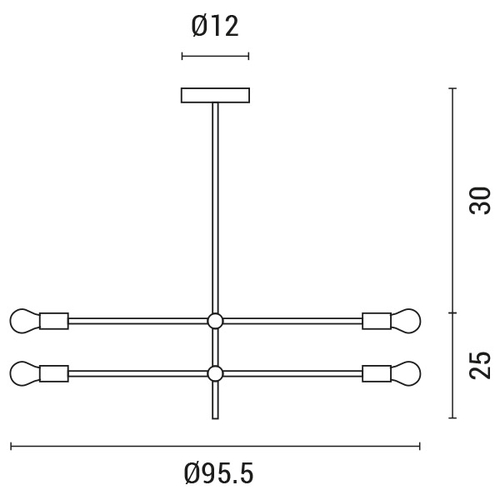 ΦΩΤΙΣΤΙΚΟ ΚΡΕΜΑΣΤΟ 4ΦΩΤΟ 4XΕ27 1000X550mm MAX 40W ΜΑΥΡΟ ARTE ILLUMINA SKYLINE
