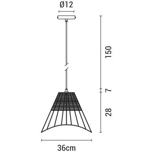 ΦΩΤΙΣΤΙΚΟ ΚΡΕΜΑΣΤΟ ΜΟΝΟΦΩΤΟ Ε27 MAX 40W D36XH28CM RATTAN ARTE ILLUMINA KAI