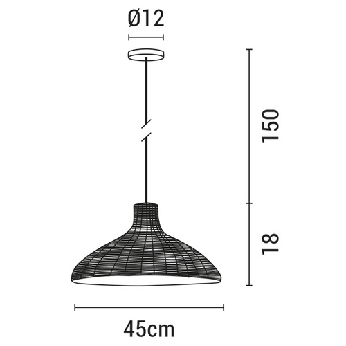 ΦΩΤΙΣΤΙΚΟ ΚΡΕΜΑΣΤΟ ΜΟΝΟΦΩΤΟ Ε27 MAX 60W D450XH180 RATTAN ΛΕΥΚΟ ARTE ILLUMINA KAI