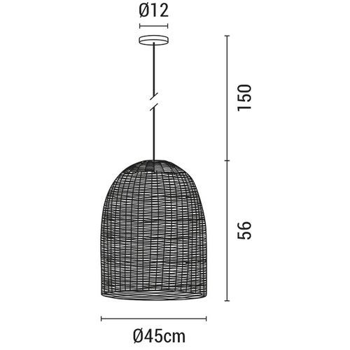 ΦΩΤΙΣΤΙΚΟ ΚΡΕΜΑΣΤΟ ΜΟΝΟΦΩΤΟ Ε27 MAX 60W D450XH560 RATTAN  ΛΕΥΚΟ ARTE ILLUMINA KAI