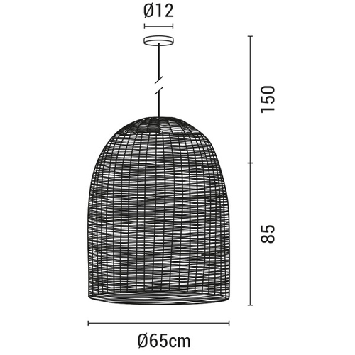 ΦΩΤΙΣΤΙΚΟ ΚΡΕΜΑΣΤΟ ΜΟΝΟΦΩΤΟ Ε27 MAX 60W D650XH850 RATTAN ΛΕΥΚΟ ARTE ILLUMINA KAI