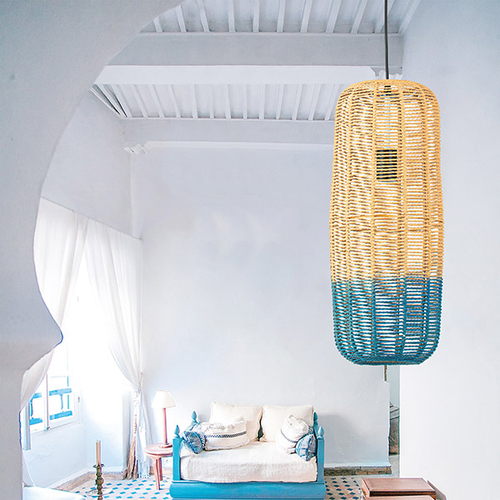 ΦΩΤΙΣΤΙΚΟ ΚΡΕΜΑΣΤΟ ΜΟΝΟΦΩΤΟ Ε27 D220XH520 RATTAN ΛΕΥΚΟ ΓΑΛΑΖΙΟ ARTE ILLUMINA KAI