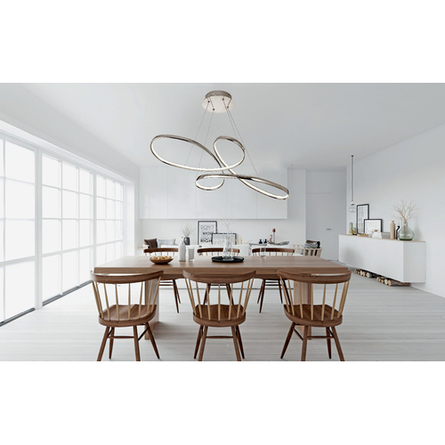InLight Κρεμαστό φωτιστικό LED 56W 3CCT (by switch) από αλουμίνιο σε χρυσή ματ απόχρωση D:100cm (6151-GL)