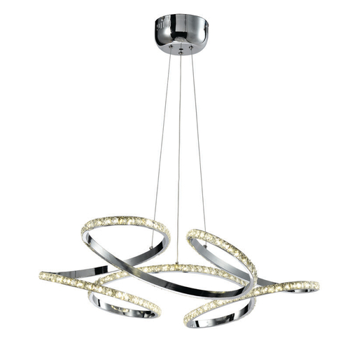 InLight Κρεμαστό φωτιστικό LED 85W 4000K από χρώμιο αλουμίνιο και κρύσταλλα D:60cm (6181-Χρώμιο)