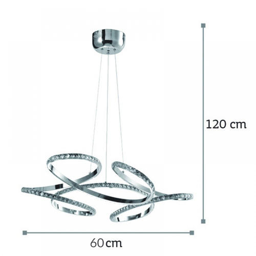 InLight Κρεμαστό φωτιστικό LED 85W 4000K από χρώμιο αλουμίνιο και κρύσταλλα D:60cm (6181-Χρώμιο)
