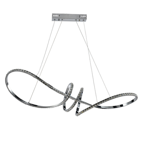 InLight Κρεμαστό φωτιστικό LED 75W 4000K από χρώμιο αλουμίνιο και κρύσταλλα D:90cm (6182-Χρώμιο)