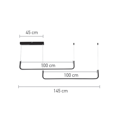 InLight Κρεμαστό φωτιστικό LED 38W 3CCT (by switch) σε μαύρη απόχρωση D:145cm (6052-BL)