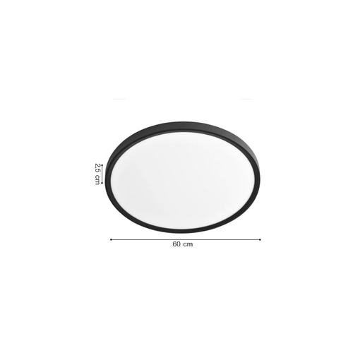 Inlight Πλαφονιέρα οροφής LED 50W 3CCT (by switch on base) σε μαύρη απόχρωση D:60x2,5cm (42036-A-Black)