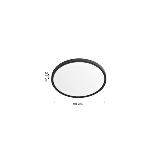 Inlight Πλαφονιέρα οροφής LED 24W 3CCT (by switch on base) σε μαύρη απόχρωση D:30x2,5cm (42036-D-Black)