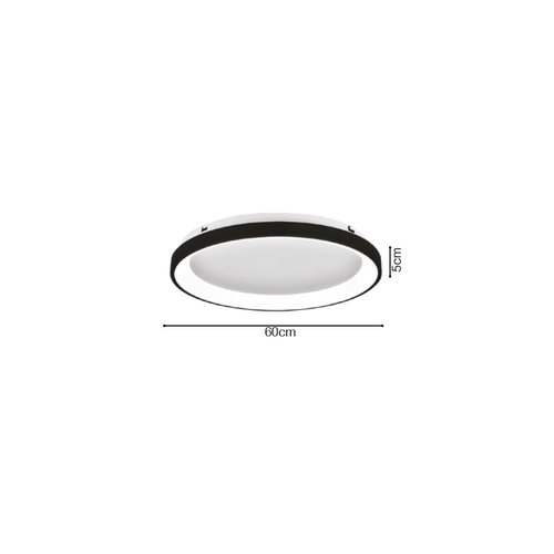 Inlight Πλαφονιέρα οροφής LED 28W 3CCT από μαύρο μέταλλο και ακρυλικό D:60x5cm (42044-B-Black)