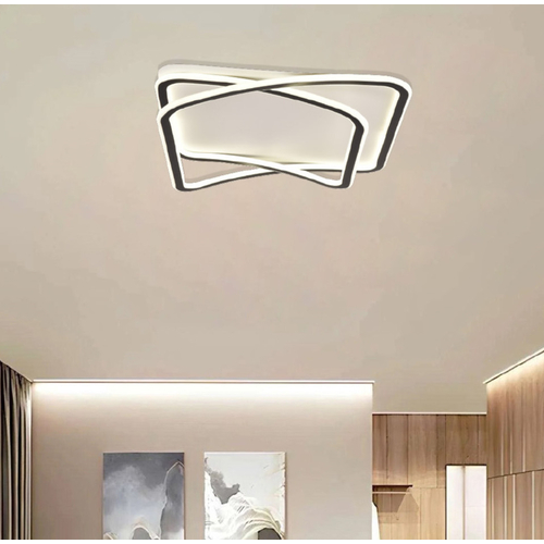 Inlight Πλαφονιέρα οροφής LED 80W 8800LM 3CCT από μαύρo μέταλλο και λευκό ακρυ΄λικό D:50x50cm (42038-Black/white)