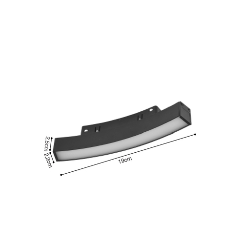 Inlight Γραμμικό φωτιστικό LED 6W 3CCT για Curved μαγνητική ράγα σε μαύρη απόχρωση D:19x2,2x2,5cm (TMC0011-Black)