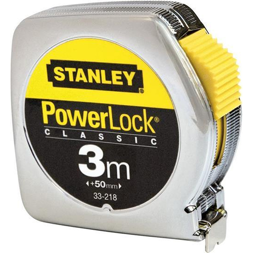 Μέτρο POWERLOCK με μεταλλικό κέλυφος και λάμα 13mm - 3m σε blister. Επίστρωση λάμας από πολυεστέρα Mylar για προστασία από τη φθορά: 10πλάσιος χρόνος ζωής σε σύγκριση με τις κλασικές λάμες. Επιχρωμιωμένο ατσάλινο κέλυφος. Κλιπ ζώνης. / 0-33-218