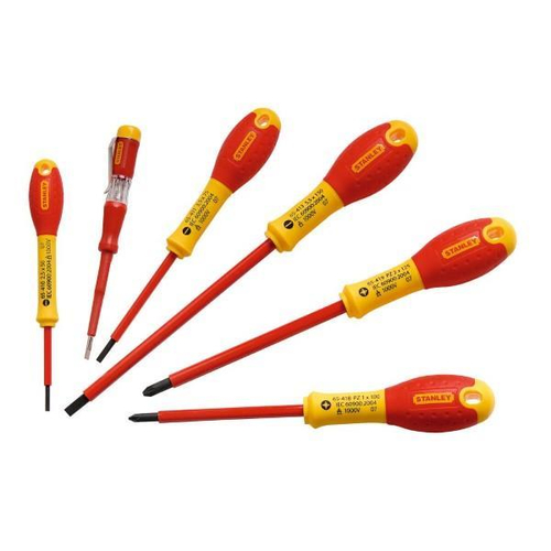 Κατσαβίδια FATMAX με μόνωση 1000V VDE σετ 6 τεμ. 4 ίσια (2,5x50, 3,5x75, 5.5x150, 3x64) και 2 pozi (1x100, 2x125) και 1 δοκιμαστικό / 0-65-443