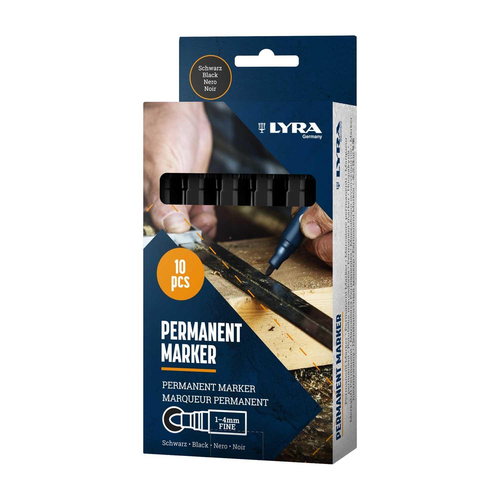 Μαρκαδόρος ανεξίτηλος 10τεμ. μαύρος με στρογγυλή μύτη χωρίς μπίλια για όλες τις επιφάνειες 1-4mm fine / L4020099