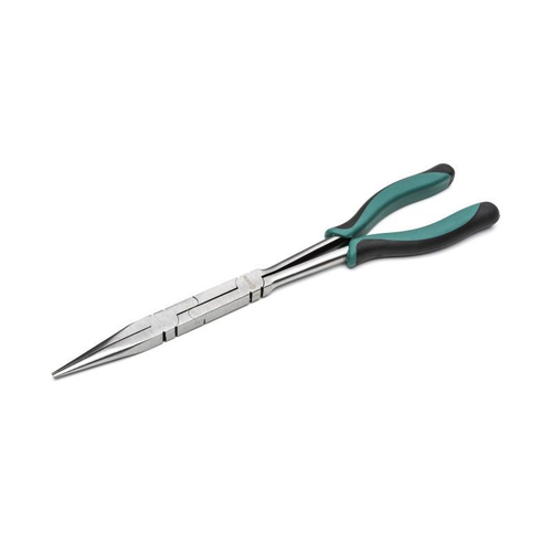 Μυτοτσίμπιδο μακρύ 340mm.  Οι σιαγόνες ανοίγουν πιο πλατιά από τις λαβές για επιπλέον εμβέλεια σε
περιορισμένους χώρους.
 Οι επίπεδες ραβδώσεις είναι πιο ανθεκτικές και έχουν πιο λεπτό προφίλ.
 Η άρθρωση πολλαπλών μοχλών ανοίγει πιο πλατιά με λιγότερη
προσπάθεια και ελάχιστη κίνηση των λαβών.
 Οδοντωτές σιαγόνες για ακρίβεια στο κράτημα σε περιορισμένους
χώρους.
 Δίχρωμη αντιολισθητική λαβή TPE που προσφέρει ανώτερη άνεση και
κράτημα.
 Χάλυβας κράματος χρωμίου-βανιδίου (Cr-V) για εξαιρετική αντοχή και
ανθεκτικότητα.
 Ανταποκρίνεται ή υπερβαίνει το πρότυπο ASME B107.500 / ST70711ST