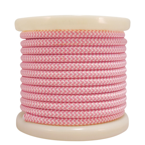 EL330033 | Textile Cable 2x0.75mm²- ρολό 10mt – Λευκό & Ροζ