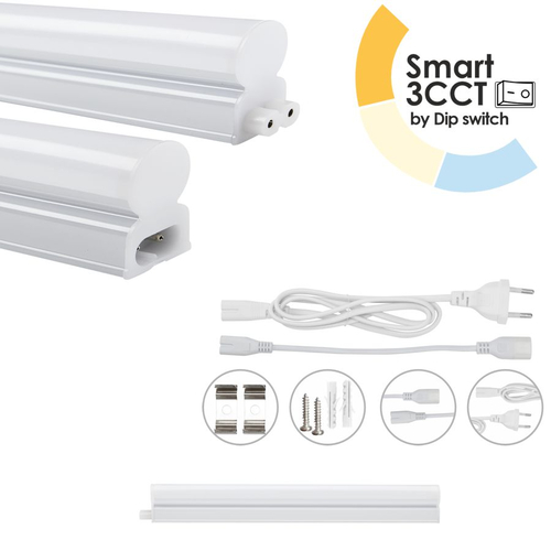 EL199411 | LED T5 Batten 4W|400lm|3CCT3000-4000-6500k by Dip switch|300x22.5xh36mm|{enjoysimplicity}™+cable 1mt+cable 15cm