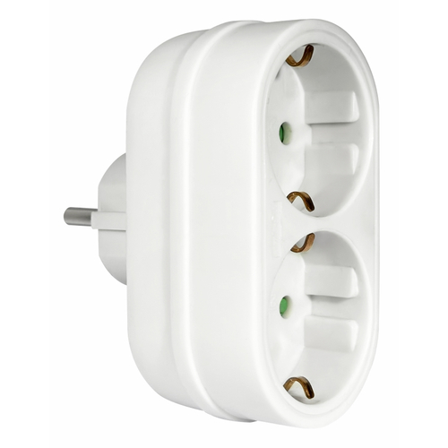 ELP33201 | ΑΝΤΑΠΤOΡΑΣ SCHUKO → 2Θ SCHUKO x16A max:3680W IP20 ΛΕΥΚΟ