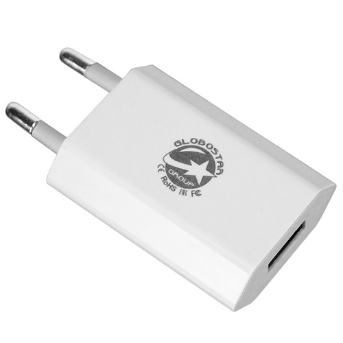 Φορτιστής USB 1 Θέσης Wall Adapter 1A 5V DC Λευκός GloboStar 69995