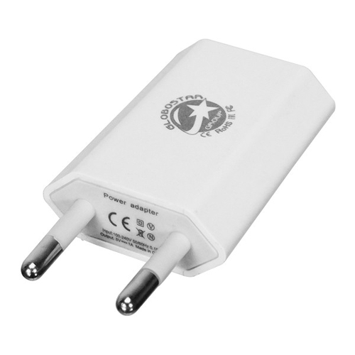 Φορτιστής USB 1 Θέσης Wall Adapter 1A 5V DC Λευκός GloboStar 69995