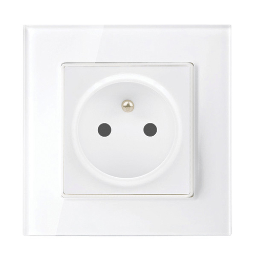 FRENCH TYPE SOCKET 16A GLASS FRAME WHITE+C. BOX