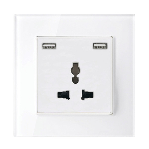 MULTI-FUNCT. SOCKET 16A WITH 2XUSB GLASS FRAME WH