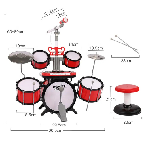 Παιδικό σετ Drums - Jazz Drum - 1902 - 215162 - Red