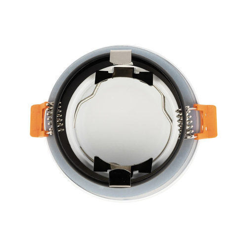 GloboStar® 60889 GASPAR Χωνευτό Στρόγγυλο Σποτ Οροφής για Λάμπα MR16/GU10 IP65 - Αλουμίνιο & Γυαλί - Φ8.5 x Υ4.2cm - Λευκό & Διάφανο - 5 Χρόνια Εγγύηση