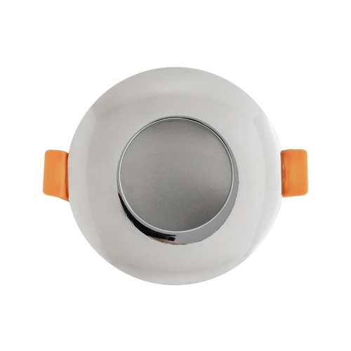 GloboStar® 60890 GASPAR Χωνευτό Στρόγγυλο Σποτ Οροφής για Λάμπα MR16/GU10 IP65 - Αλουμίνιο & Γυαλί - Φ8.5 x Υ4.2cm - Ασημί & Διάφανο - 5 Χρόνια Εγγύηση