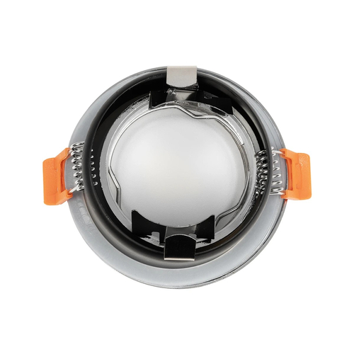 GloboStar® 60890 GASPAR Χωνευτό Στρόγγυλο Σποτ Οροφής για Λάμπα MR16/GU10 IP65 - Αλουμίνιο & Γυαλί - Φ8.5 x Υ4.2cm - Ασημί & Διάφανο - 5 Χρόνια Εγγύηση