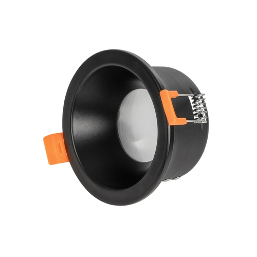 GloboStar® 60891 GASPAR Χωνευτό Στρόγγυλο Σποτ Οροφής για Λάμπα MR16/GU10 IP65 - Αλουμίνιο & Γυαλί - Φ8.5 x Υ4.4cm - Μαύρο & Διάφανο - 5 Χρόνια Εγγύηση
