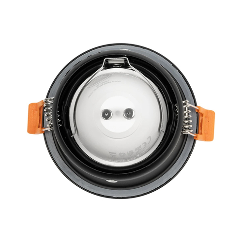 GloboStar® 60891 GASPAR Χωνευτό Στρόγγυλο Σποτ Οροφής για Λάμπα MR16/GU10 IP65 - Αλουμίνιο & Γυαλί - Φ8.5 x Υ4.4cm - Μαύρο & Διάφανο - 5 Χρόνια Εγγύηση