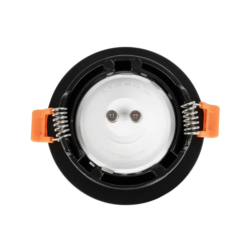 GloboStar® 60893 GASPAR Χωνευτό Στρόγγυλο Σποτ Οροφής για Λάμπα MR16/GU10 IP65 - Αλουμίνιο & Γυαλί - Φ8.5 x Υ3.5cm - Μαύρο & Διάφανο - 5 Χρόνια Εγγύηση