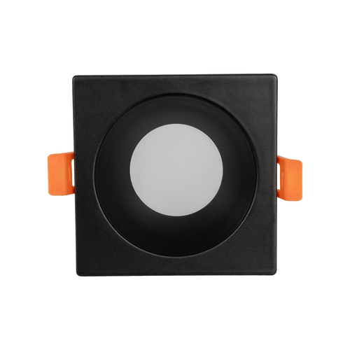 GloboStar® 60895 GASPAR Χωνευτό Τετράγωνο Σποτ Οροφής για Λάμπα MR16/GU10 IP65 - Αλουμίνιο & Γυαλί - Φ8.5 x Υ4.4cm - Μαύρο & Διάφανο - 5 Χρόνια Εγγύηση