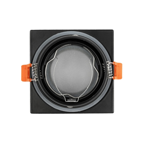 GloboStar® 60895 GASPAR Χωνευτό Τετράγωνο Σποτ Οροφής για Λάμπα MR16/GU10 IP65 - Αλουμίνιο & Γυαλί - Φ8.5 x Υ4.4cm - Μαύρο & Διάφανο - 5 Χρόνια Εγγύηση