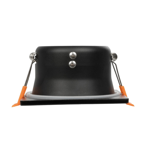 GloboStar® 60895 GASPAR Χωνευτό Τετράγωνο Σποτ Οροφής για Λάμπα MR16/GU10 IP65 - Αλουμίνιο & Γυαλί - Φ8.5 x Υ4.4cm - Μαύρο & Διάφανο - 5 Χρόνια Εγγύηση