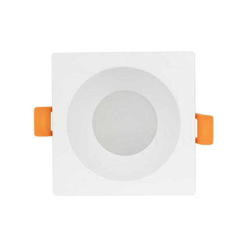 GloboStar® 60896 GASPAR Χωνευτό Τετράγωνο Σποτ Οροφής για Λάμπα MR16/GU10 IP65 - Αλουμίνιο & Γυαλί - Φ8.5 x Υ4.4cm - Λευκό & Διάφανο - 5 Χρόνια Εγγύηση